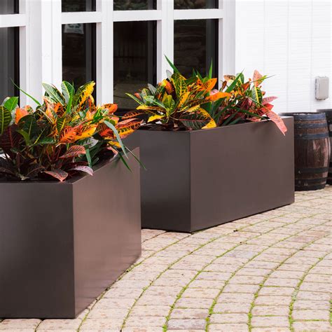 modern metal planter boxes|contemporary modern garden pots.